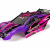 traxxas body, rustler 4x4, pink & purple/ window, grille, lights decal sheet (assembled with front & rear body mounts and rear body support for clipless mounting) trx6734p