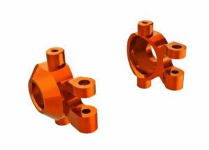 traxxas steering blocks, 6061 t6 aluminum (orange anodized) (left & right)/ 2.5x12mm bcs (with threadlock) (2)/ 2x6mm ss (with threadlock) (4) trx9737 orng
