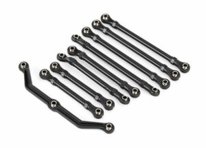 traxxas suspension link set, complete (front & rear) (includes steering link (1), front lower links (2), front upper links (2), rear links (4)) (assembled hollow balls) (fits 1/18 scale vehicles long wheelbase) trx9842