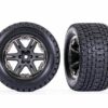 traxxas tires & wheels, assembled, glued (2.8') (rxt charcoal gray & black chrome wheels, gravix tires, foam inserts) (4wd electric front/rear, 2wd electric front only) (2) (tsm rated) trx6764 blkcr