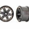 traxxas wheels, rxt 2.8' (charcoal gray & black chrome) (2) trx6772 blkcr