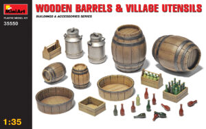 miniart woorden barrels & village utensils 1:35 bouwpakket