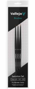 vallejo b01990 promodeler definition brush set 3 penselen 4/0, 3/0, 2/0