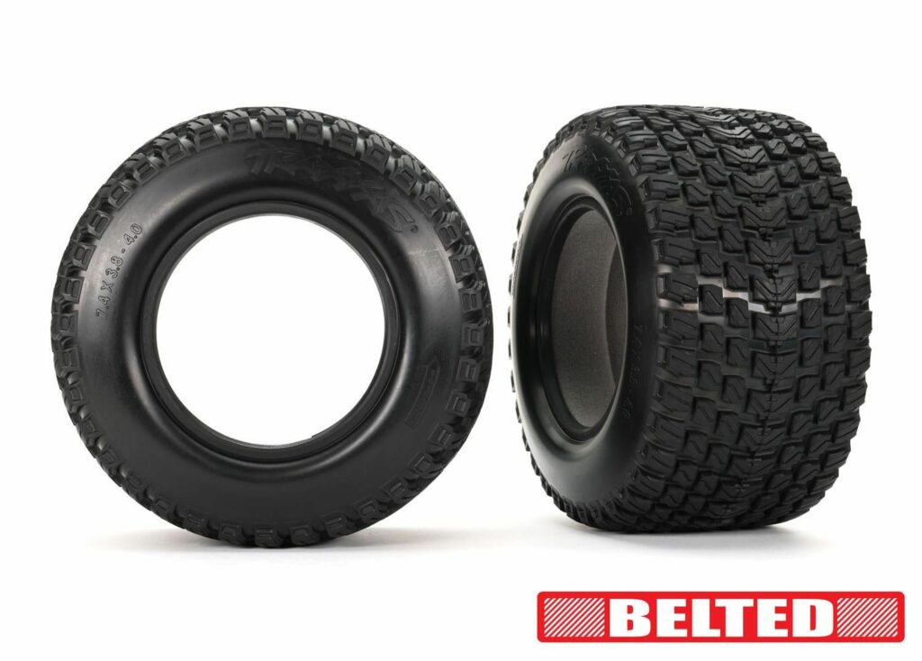 traxxas tires, gravix (belted, dual profile (4.3' outer, 5.7' inner)) (left & right)/ foam inserts (2) trx7860