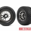 traxxas tires & wheels, assembled, glued (xrt race black chrome wheels, gravix belted tires, dual profile (4.3' outer, 5.7' inner) foam inserts) (left & right) trx7862x