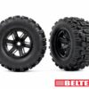 traxxas tires & wheels, assembled, glued (x maxx black wheels, sledgehammer belted tires, dual profile (4.3' outer, 5.7' inner), foam inserts) (left & right) trx7871