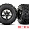 traxxas tires & wheels, assembled, glued (x maxx black chrome wheels, sledgehammer belted tires, dual profile (4.3' outer, 5.7' inner), foam inserts) (left & right) trx7871x