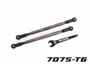 traxxas toe links, front (tubes gray anodized, 7075 t6 aluminum, stronger than titanium) (2) (for use with #7895 x maxx widemaxx suspension kit) trx7897 gray
