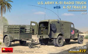 miniart us army truck k 51 radio truck + k 52 trailer 1:35 bouwpakket