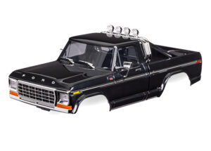 traxxas body, ford f 150 truck (1979), complete, black (includes grille, side mirrors, door handles, roll bar, windshield wipers, side trim, & clipless mounting) (requires #9834 front & rear bumpers) trx9812 blk
