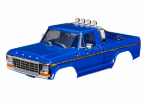 traxxas body, ford f 150 truck (1979), complete, blue (includes grille, side mirrors, door handles, roll bar, windshield wipers, side trim, & clipless mounting) (requires #9834 front & rear bumpers) trx9812 blue