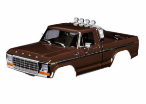 traxxas body, ford f 150 truck (1979), complete, brown (includes grille, side mirrors, door handles, roll bar, windshield wipers, side trim, & clipless mounting) (requires #9834 front & rear bumpers) trx9812 brwn