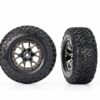 traxxas tires & wheels, assembled, glued (ford raptor r black chrome wheels, bfgoodrich all terrain t/a ko2 tires, foam inserts) (2) (2wd front) trx10186 blkcr