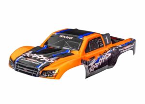 traxxas body, slash 4x4 (also fits slash vxl & slash 2wd), orange (painted, decals applied) (assembled with front & rear latches for clipless mounting) trx5850 orng