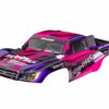 traxxas body, slash 2wd (also fits slash vxl & slash 4x4), pink & purple (painted, decals applied) (assembled with front & rear latches for clipless mounting) trx5851 pink