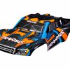 traxxas body, slash 4x4 (also fits slash vxl & slash 2wd), orange and blue (painted, decals applied) (assembled with front & rear latches for clipless mounting) trx6844 orng