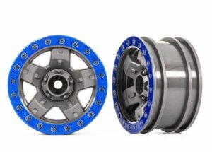 traxxas wheels, trx 4 sport 2.2 (gray, blue beadlock style) (2) trx8180 blue