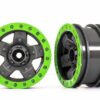 traxxas wheels, trx 4 sport 2.2 (gray, green beadlock style) (2) trx8180 grn