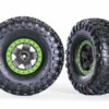 traxxas tires & wheels, assembled, glued (trx 4 sport 2.2' gray, green beadlock style wheels, canyon trail 5.3x2.2' tires) (2) trx8181 grn
