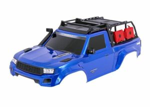 traxxas body, trx 4 sport, complete, blue (painted, decals applied) (includes grille, side mirrors, door handles, windshield wipers, expedition rack, & clipless mounting) (requires #8080x inner fenders) trx8213 blue