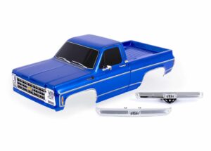 traxxas body, chevrolet k10 truck (1979), complete, blue (painted, decals applied) (includes grille, side mirrors, door handles, windshield wipers, front & rear bumpers, clipless mounting) (requires #9288 inner fenders) trx9212 blue