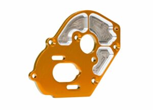 traxxas plate, motor, machined 6061 t6 aluminum (orange anodized) (4mm thick)/ 3x10mm cs with split and flat washer (2) trx9490 orng
