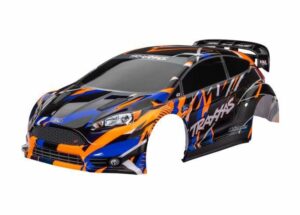 traxxas body, ford fiesta st rally vxl, orange (painted, decals applied) (assembled with rear wing, body support, & body mount latches for clipless mounting) trx7427 orng