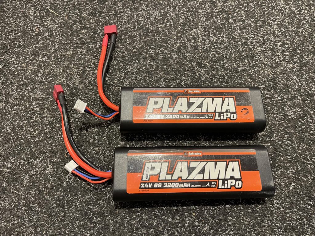 2x hpi plazma 7.4v 3200mah 30c 60c lipo battery pack (gebruikt maar in orde)