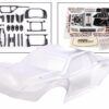 traxxas body, maxx slash (clear, requires painting)/ window masks/ decal sheet (includes body support, body plastics, latches, & hardware for clipless mounting) trx10211