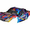 traxxas body, maxx slash, rock n' roll (painted)/ decal sheet (assembled with body support, body plastics, & latches for clipless mounting) trx10211 rnr
