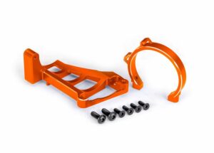 traxxas motor mounts (front & rear) (orange anodized 6061 t6 aluminum)/ 3x10mm ccs (with threadlock) (4)/ 4x12mm bcs (with threadlock) (2) (for use with #3483 motor) trx10262 orng