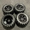 4x traxxas tires & wheels assembled glued (x maxx 8s black wheels, sledgehammer belted tires, dual profile (helemaal nieuw)!