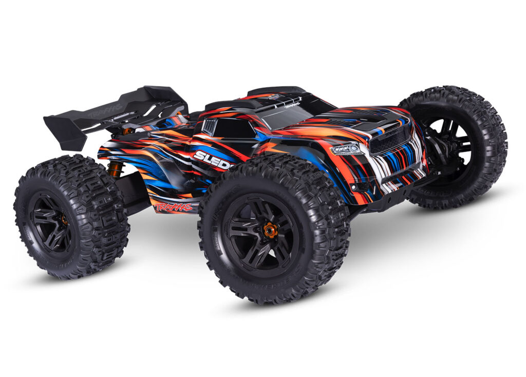 traxxas sledge belted 1/8 4wd brushless monster truck rtr tsm 2.4ghz (versie 2024) oranje – zonder batterij en lader