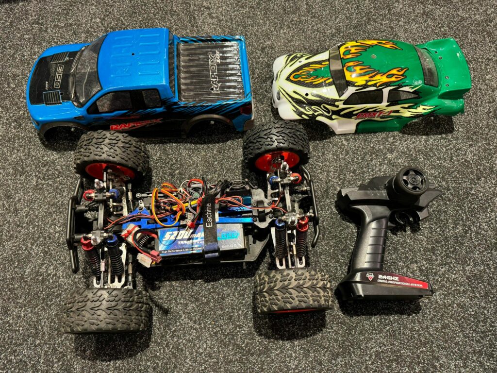 himoto 4wd brushless monster truck rtr met 2e body en lipo batterij en veel tuning onderdelen!