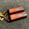 2x sunpadow 3s 11.1v lipo batterij 7100mah 70c soft pack met xt90 stekkers (gebruikt maar in orde)!