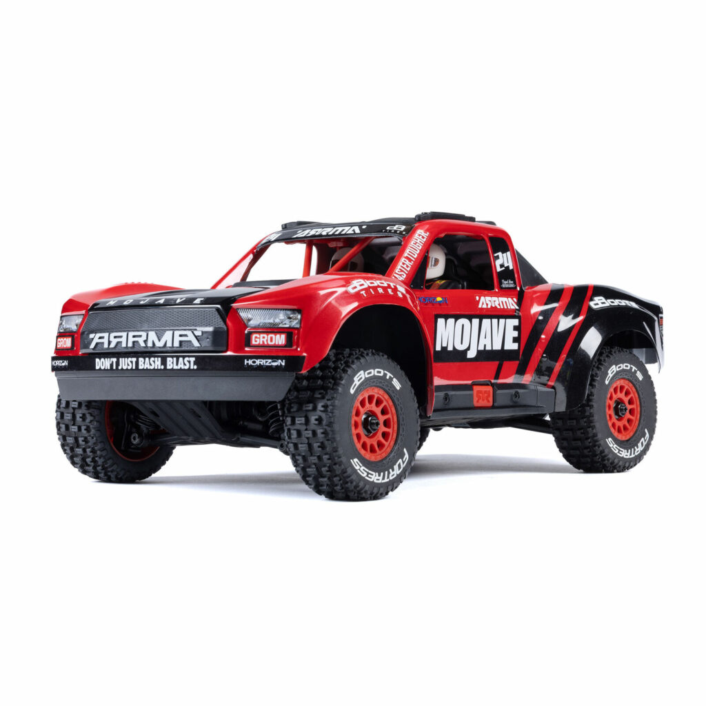 ARRMA Mojave Grom Mega 380 4×4 Brushed Short Course Truck RTR rood/wit compleet met accu en lader