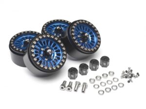 boom racing miscellaneous venomous krait™ 1.9 aluminum beadlock wheels with 8mm wideners (4) [recon g6 certified] blue