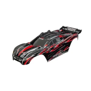 traxxas body, rustler 4×4 vxl, red (painted decals applied)(assembled with front & rear body mounts and rear body support for clipless mounting) – trx6785 red