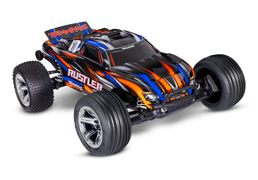 traxxas rustler 2wd bl 2s hd brushless electro truggy rtr oranje + gratis power pack t.w.v. €64.95