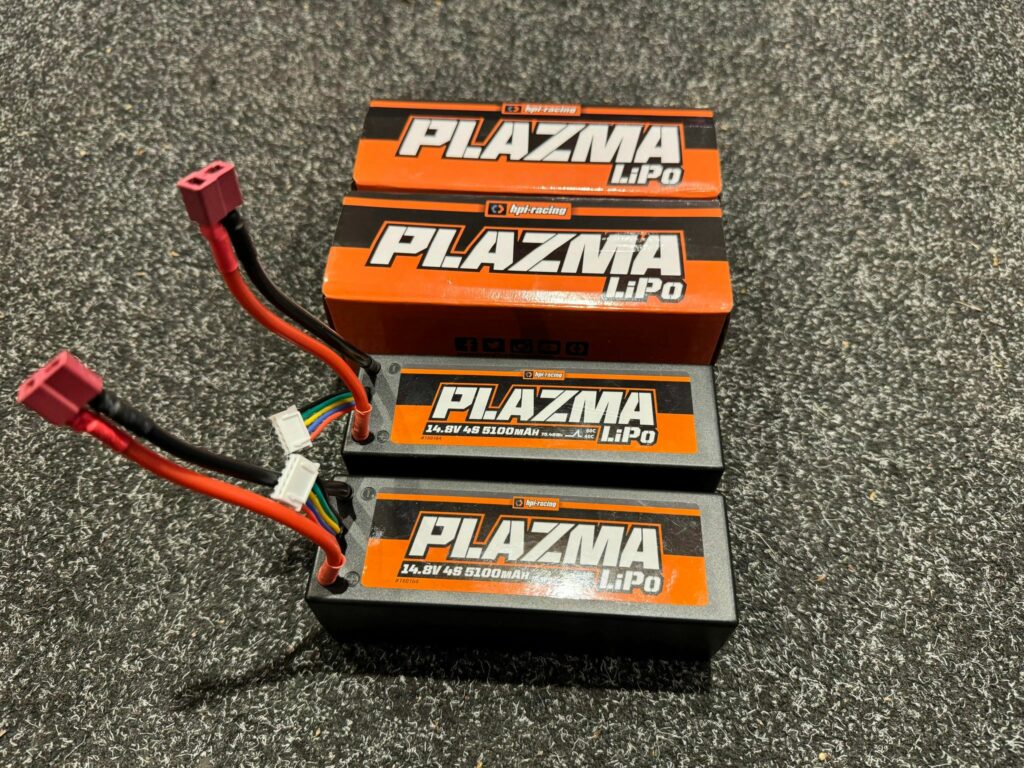 2x hpi plazma 14.8v 5100mah 40c lipo batterij pack met deans stekker als nieuw!