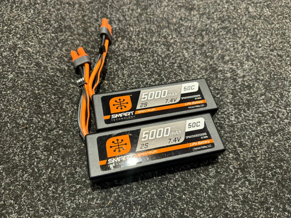 2x spektrum 5000mah 2s 50c smart g1 lipo batterrijen in een top staat!