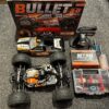 hpi bullet mt 3.0 4wd 1/10 nitro monster truck rtr 2.4ghz compleet met verschillende extra onderdelen (gebruikt maar in orde)!