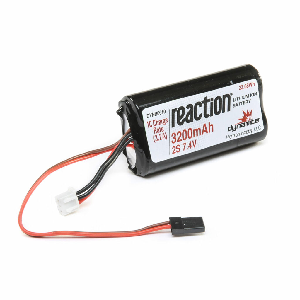 dynamite 7.4v 3200mah 2s reaction li ion receiver battery: universal receiver