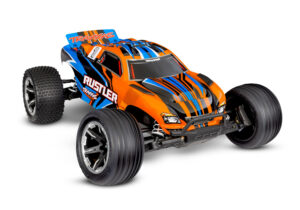 traxxas rustler 1/10 2wd electro brushed truggy hd rtr oranje inclusief traxxas power pack en usb c lader (versie 2024)