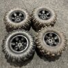 4x traxxas x maxx 8s banden (3 stuks in orde 1 stuks is de foam uit)!