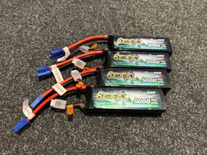 4x gens ace 5000mah 3s 60c lipo batterijen met ec 5 stekker in een top staat!