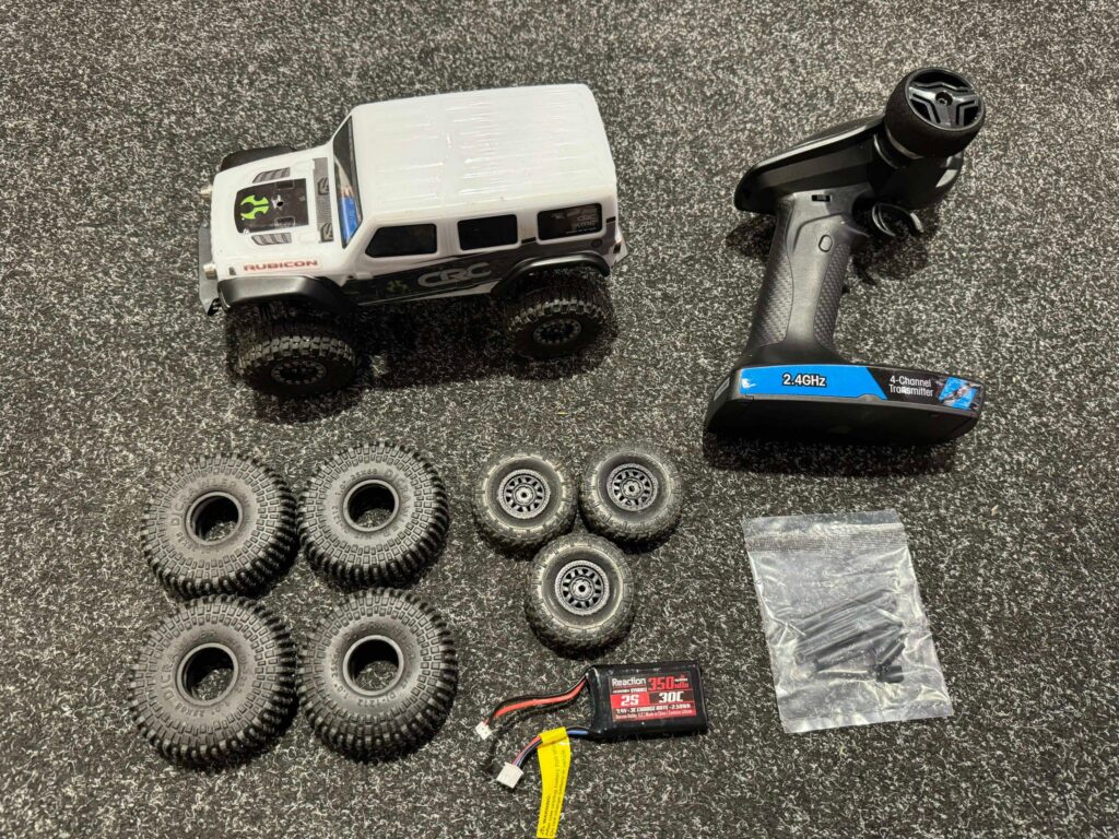 axial 1/24 scx24 2019 jeep wrangler jlu crc rock crawler 4wd white rtr + tuning onderdelen en velgen + extra sets banden!