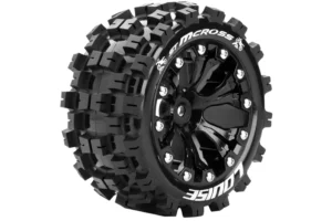 louise rc st mcross 1 10 stadium truck tire set mounted sport black 2.8 wheels 1/2 offset hex 12mm l t3272sbh