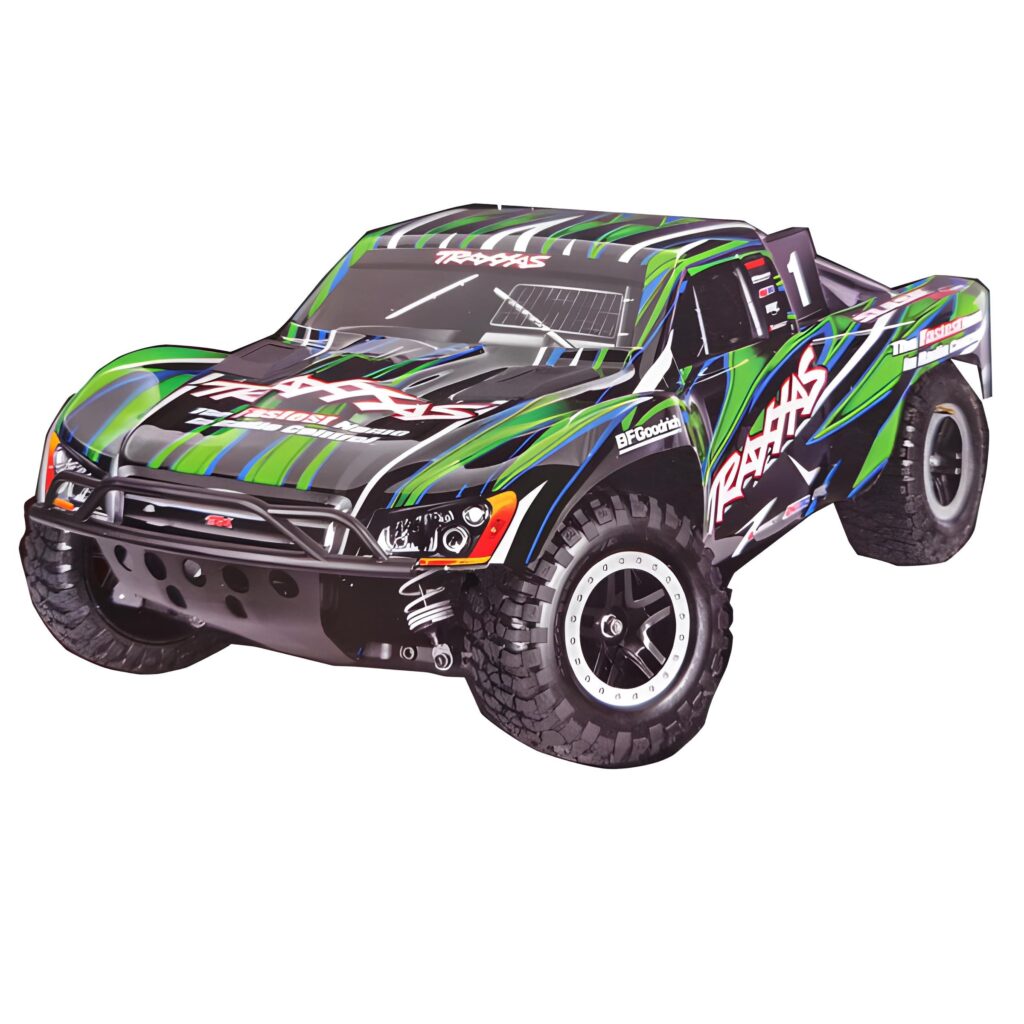 traxxas slash 4×4 vxl hd brushless shourt course truck rtr tsm 2.4ghz clipless body groen (versie 2024) – zonder batterij en lader