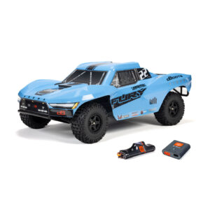 arrma 1/10 fury mega 550 2wd short course truck rtr blauw (versie 2024/2025) met accu en lader